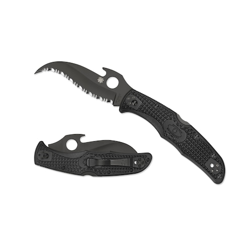 Spyderco 2024 Spyderco Matriarch 2 Lightweight Black Emerson Opener/Black Blade Serrated SPY-C12SBBK2W